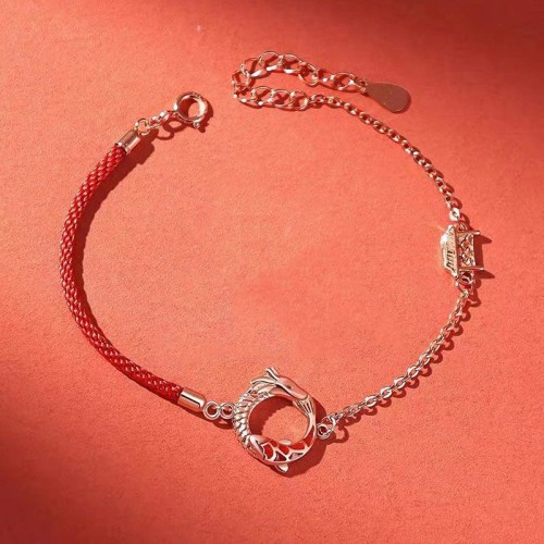 925 Silver Year of the Dragon Copper Koi Fish Luck Bracelet 925 Silver Year of the Dragon Copper Koi Fish Luck Bracelet