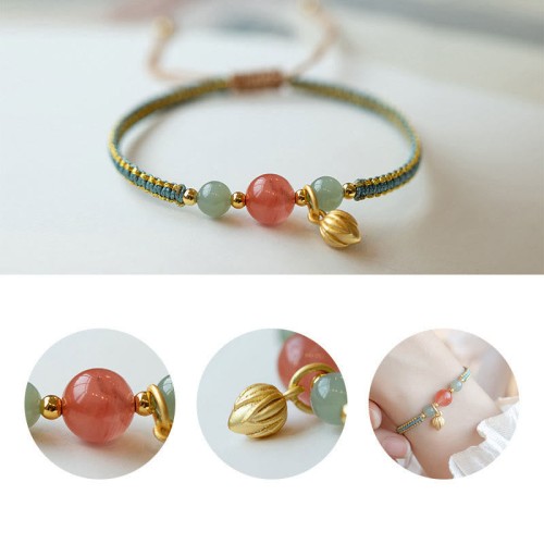 Red Agate Jade Lotus Confidence Bracelet Red Agate Jade Lotus Confidence Bracelet