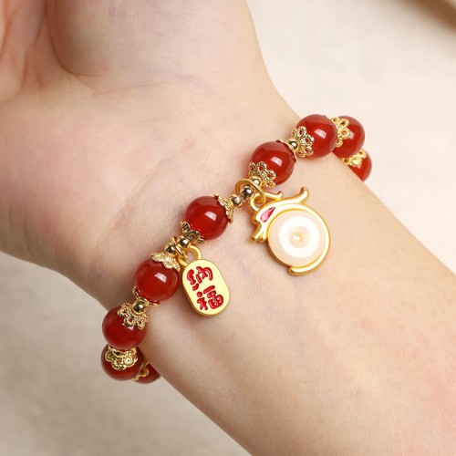 Year of the Dragon Red Agate Green Aventurine Bracelet Year of the Dragon Red Agate Green Aventurine Bracelet