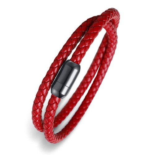Genuine Leather Red String Protection Magnetic Bracelet