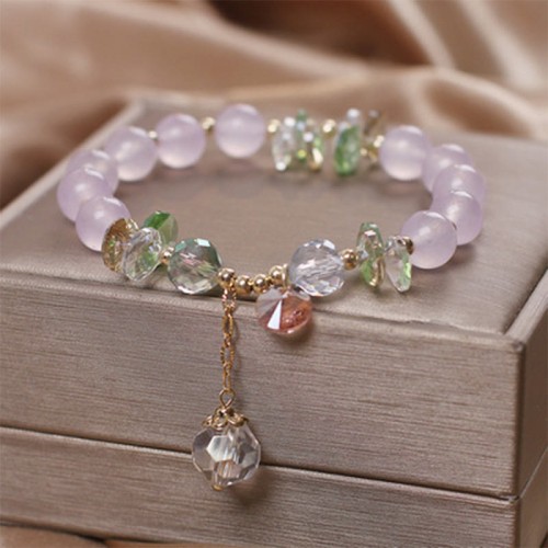 Cat's Eye Pink Crystal Peace Charm Bracelet Cat's Eye Pink Crystal Peace Charm Bracelet
