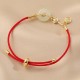 18K Gold Hetian Jade Luck Red Rope Bracelet 18K Gold Hetian Jade Luck Red Rope Bracelet