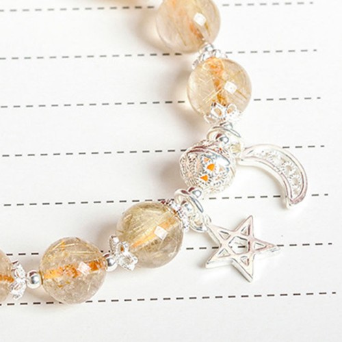 Sterling Silver Citrine Moon Star Bracelet Sterling Silver Citrine Moon Star Bracelet