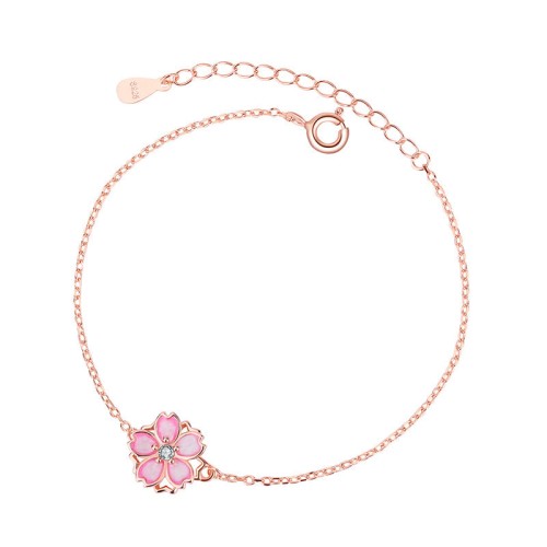 Sterling Silver Cherry Blossom Blessing Bracelet