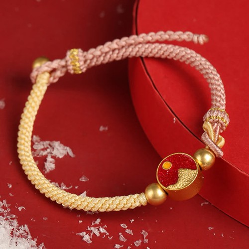 Mountain & Sea Engraved Luck Couple Bracelet