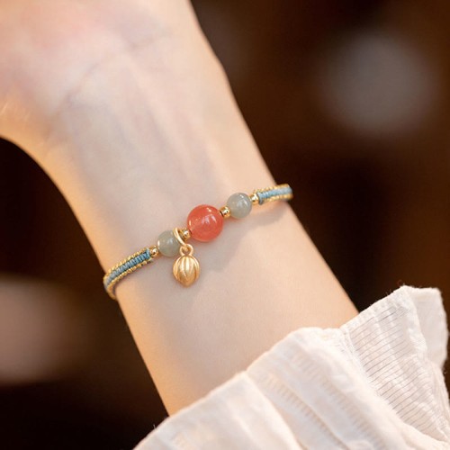 Red Agate Jade Lotus Confidence Bracelet Red Agate Jade Lotus Confidence Bracelet