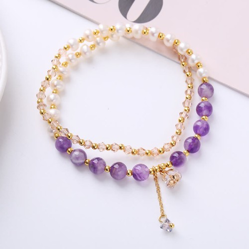 Amethyst Aquamarine Strawberry Quartz Peace Bracelet Amethyst Aquamarine Strawberry Quartz Peace Bracelet
