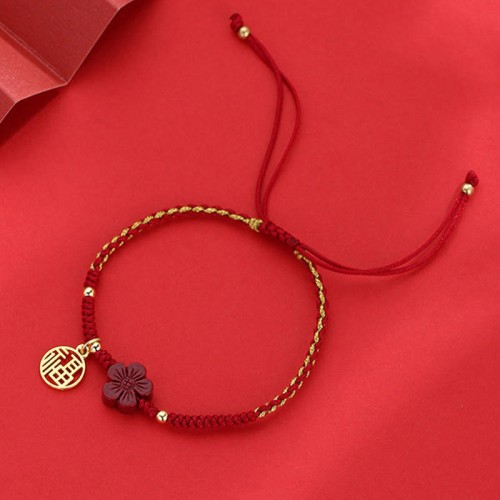 Cinnabar Fu Character Blessing Braided String Bracelet Cinnabar Fu Character Blessing Braided String Bracelet