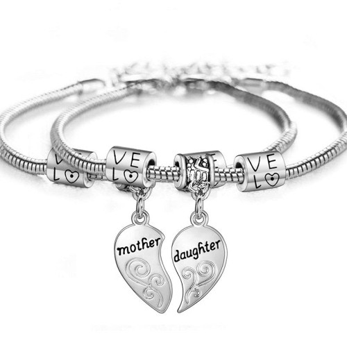 Mother Daughter 2pcs Heart Bracelets Mother Daughter 2pcs Heart Bracelets