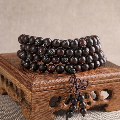Red Sandalwood Om Mani Padme Hum Protection Bracelet Red Sandalwood Om Mani Padme Hum Protection Bracelet