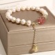 Cat's Eye Moonstone Strawberry Quartz PiXiu Charm Bracelet