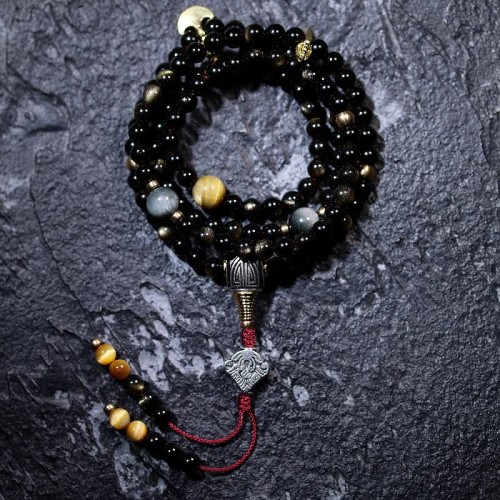 108 Mala Beads Gold Sheen Obsidian Wealth Bracelet 108 Mala Beads Gold Sheen Obsidian Wealth Bracelet