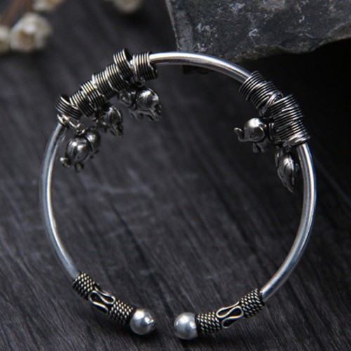 925 Sterling Silver Elephant Strength Bracelet