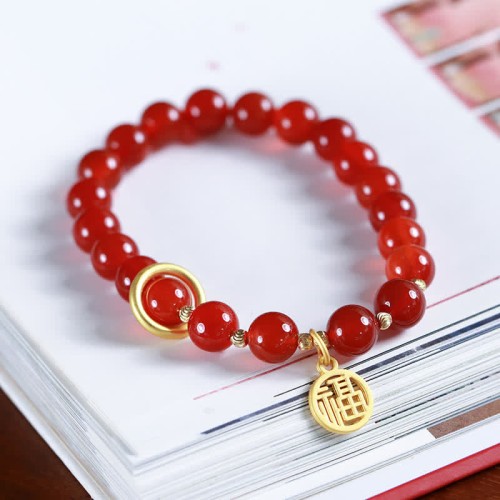 Natural Red Agate Confidence Letter Bracelet Natural Red Agate Confidence Letter Bracelet