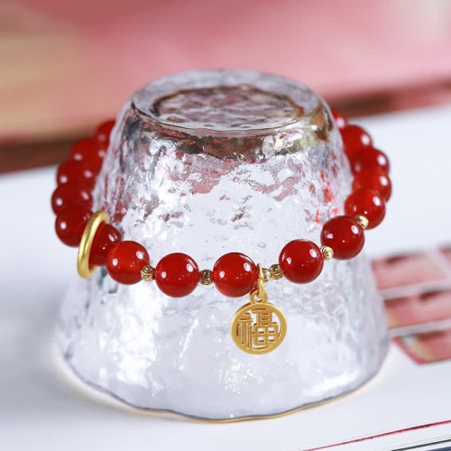 Natural Red Agate Confidence Letter Bracelet Natural Red Agate Confidence Letter Bracelet