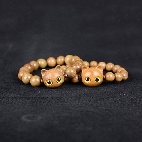 Ebony Wood Green Sandalwood Lovely Cat Bracelet Ebony Wood Green Sandalwood Lovely Cat Bracelet