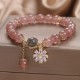 Strawberry Quartz Daisy Flower Charm Healing Bracelet Strawberry Quartz Daisy Flower Charm Healing Bracelet