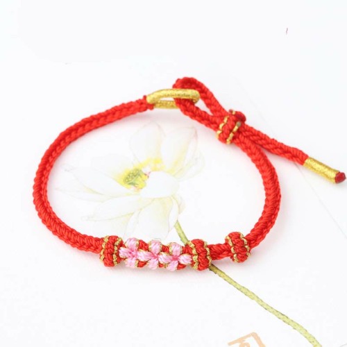 Peach Blossoms Luck Braided String Bracelet