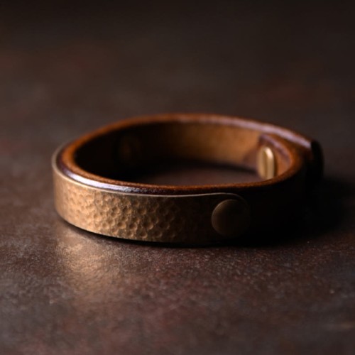 Vintage Handmade Copper Brass Leather Wealth Bracelet Vintage Handmade Copper Brass Leather Wealth Bracelet
