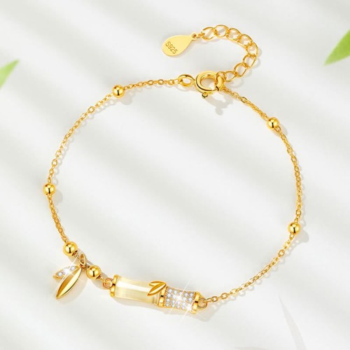 925 Silver White Jade Bamboo Leaf Zircon Bracelet 925 Silver White Jade Bamboo Leaf Zircon Bracelet