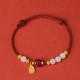 24K Gold Plated Hetian White Jade Lotus Luck Rope Bracelet 24K Gold Plated Hetian White Jade Lotus Luck Rope Bracelet