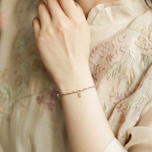 Fu Character Peace and Joy Luck Handmade Multicolored Bracelet