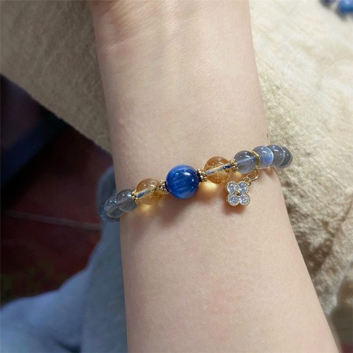 Natural Moonstone Flower Charm Healing Beads Bracelet Natural Moonstone Flower Charm Healing Beads Bracelet