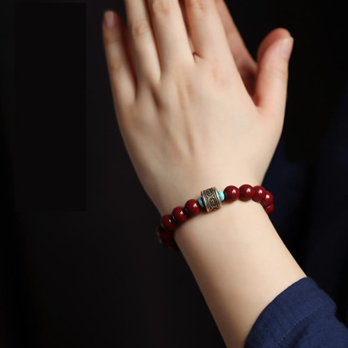 925 Silver Buddha Cinnabar Om Mani Padme Hum Bracelet 925 Silver Buddha Cinnabar Om Mani Padme Hum Bracelet