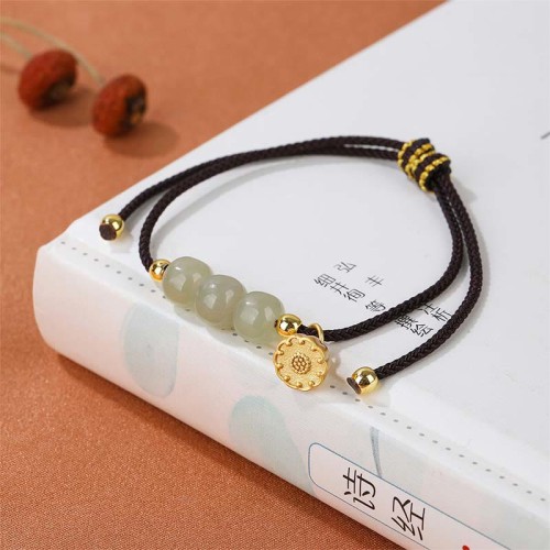 Hetian Jade Bead Lotus Pod Prosperity Bracelet