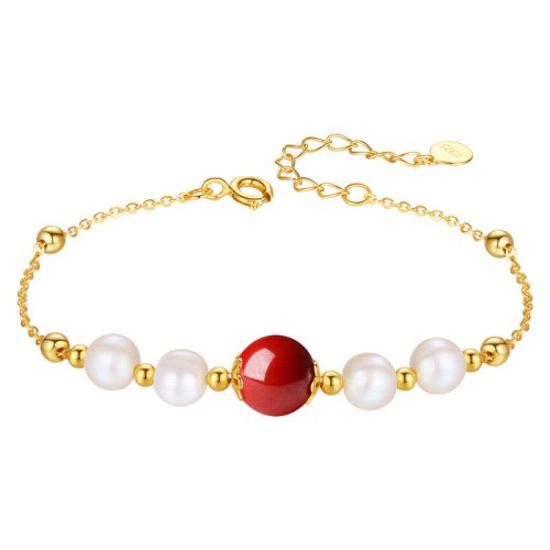 925 Sterling Silver Pearl Cinnabar Healing Bracelet 925 Sterling Silver Pearl Cinnabar Healing Bracelet