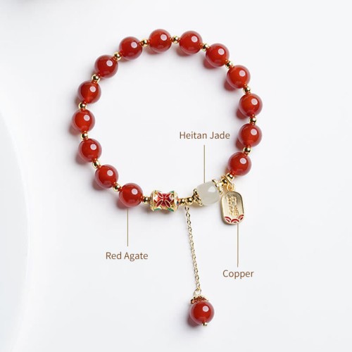 Red Agate Hetian Jade Confidence Charm Bracelet Red Agate Hetian Jade Confidence Charm Bracelet
