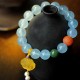 Aquamarine Amber Chinese Knot Charm Peace Bracelet
