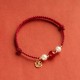 Sterling Silver Good Fortune Agate Pearl Red String Bracelet