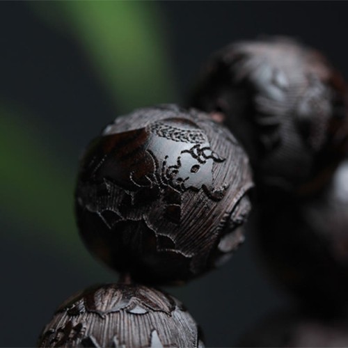 Ebony Wood Yin Yang Engraved Gourd Bracelet Ebony Wood Yin Yang Engraved Gourd Bracelet