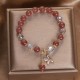 Natural Strawberry Quartz Butterfly Charm Bracelet Natural Strawberry Quartz Butterfly Charm Bracelet