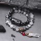 Black Rutilated Quartz Ebony Wood White Crystal Success Bracelet Black Rutilated Quartz Ebony Wood White Crystal Success Bracelet