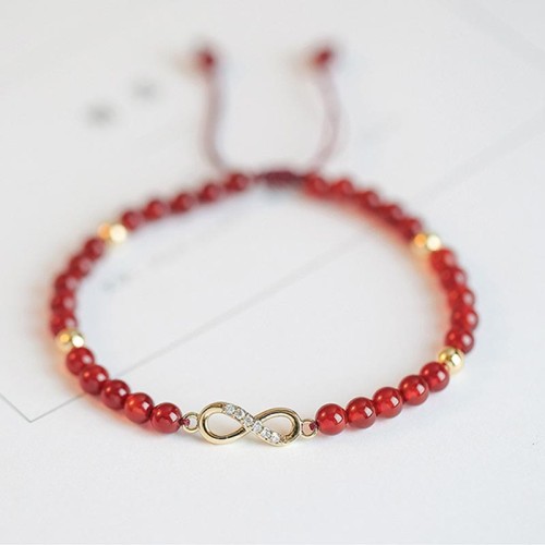 Natural Red Agate Endless Knot Confidence Bracelet