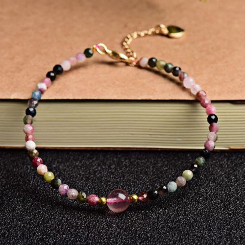 Colorful Tourmaline Strawberry Quartz Positive Love Bracelet Colorful Tourmaline Strawberry Quartz Positive Love Bracelet