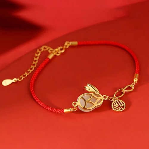 925 Silver Year of the Rabbit Hetian White Jade Luck Bracelet 925 Silver Year of the Rabbit Hetian White Jade Luck Bracelet