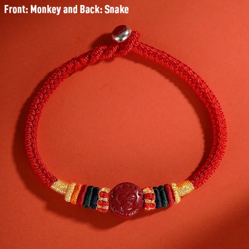 Year of the Dragon 925 Silver Cinnabar Auspicious Bracelet Year of the Dragon 925 Silver Cinnabar Auspicious Bracelet