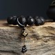 Ebony Wood Yin Yang Engraved Gourd Bracelet Ebony Wood Yin Yang Engraved Gourd Bracelet