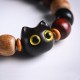 Ebony Wood Cat Engraved Protection Bracelet