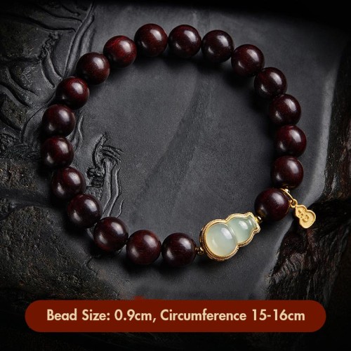 Red Sandalwood Gourd Jade Calm Bracelet