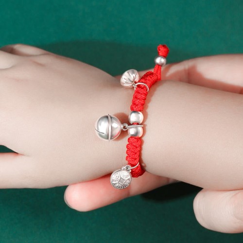 925 Sterling Silver Fu Character Lucky Money Bag Kids Bracelet 925 Sterling Silver Fu Character Lucky Money Bag Kids Bracelet