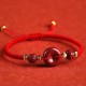 Handmade Lotus Cinnabar Blessing Braid Bracelet