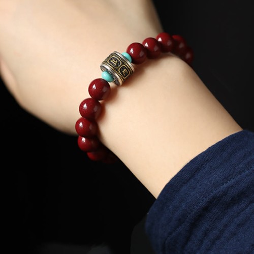 925 Silver Buddha Cinnabar Om Mani Padme Hum Bracelet 925 Silver Buddha Cinnabar Om Mani Padme Hum Bracelet