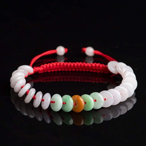 Round Jade Lucky Red String Weave Bracelet Round Jade Lucky Red String Weave Bracelet