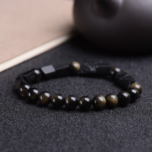 Gold Sheen Obsidian Black Tourmaline Wealth Bracelet Gold Sheen Obsidian Black Tourmaline Wealth Bracelet