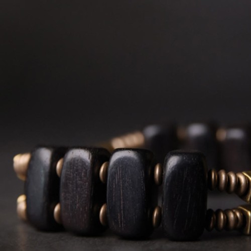 Tibetan Ebony Wood Copper Double Layer Balance Bracelet
