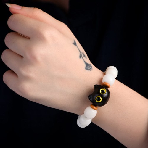 Bodhi Seed Sandalwood Lucky Cat Wisdom Bracelet